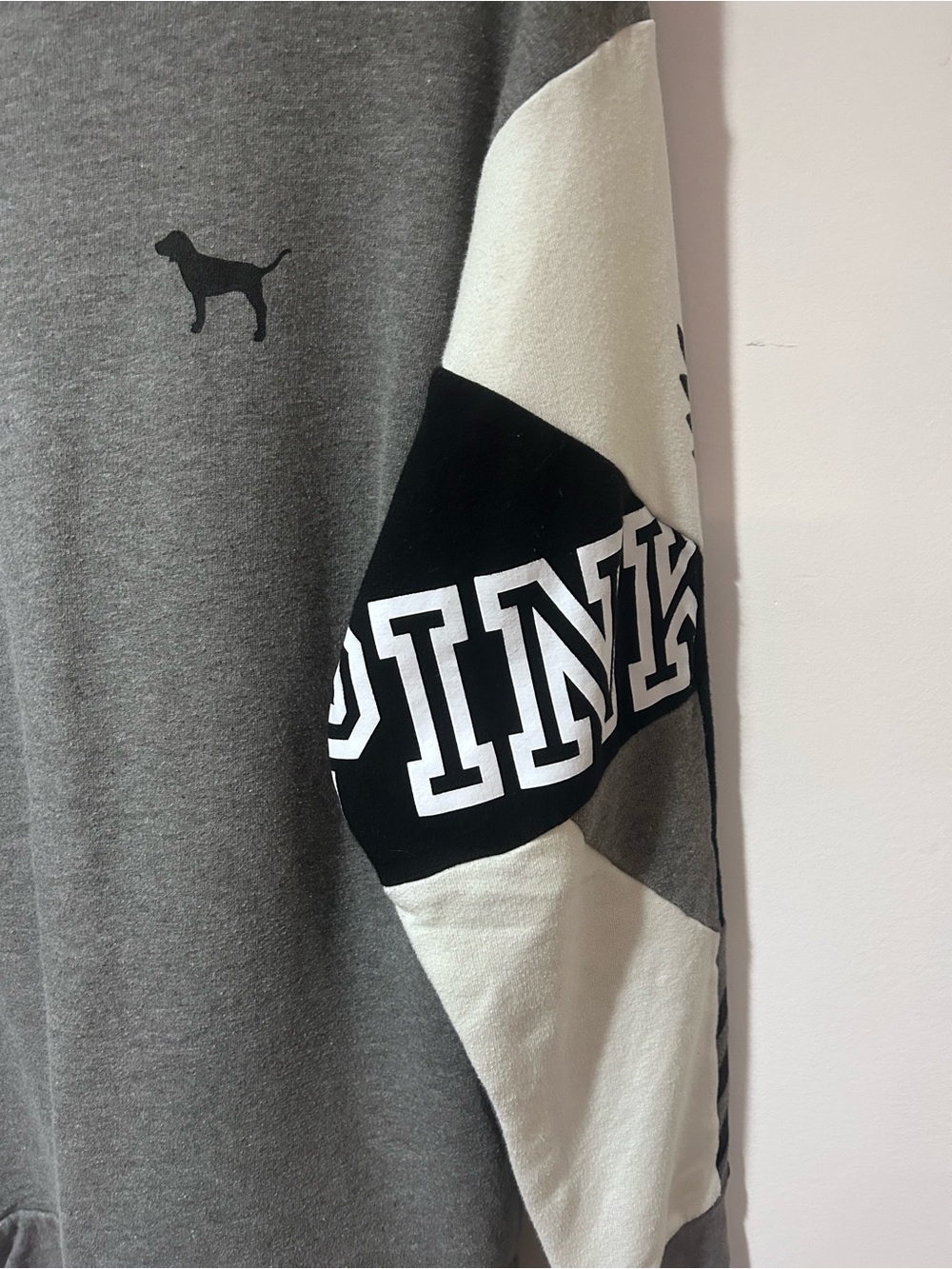 PINK Victoria's Secret Gray Colorblock Pullover Hoodie - Picture 3 of 11